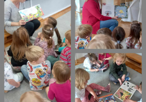 Dzieci sluchaja głośnego czytania w ramach zajęć ,,Poczytaj mi mamo"