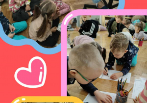 Dzieci podczas zajęć czytelniczych w bibliotece