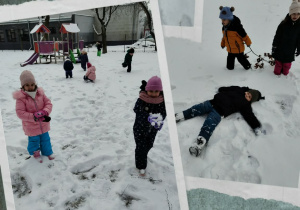 Dzieci bawią się na śniegu