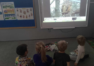 Dzieci oglądają film o Puchaczu zwyczajnym
